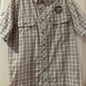 Harley Davidson button down short sleeve shirt, two front pockets. Size large